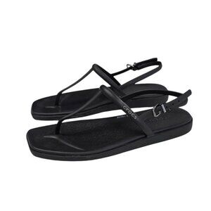 CROCS Miami Thong Flip Flop Sandals, Black, Rubber Womens Size 7